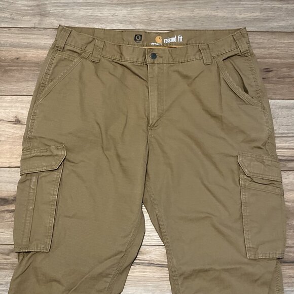 Men's Carhartt Force Cargo Pants 40x30 Tan Ripstop Work 101148 257 Relaxed - Picture 2 of 12